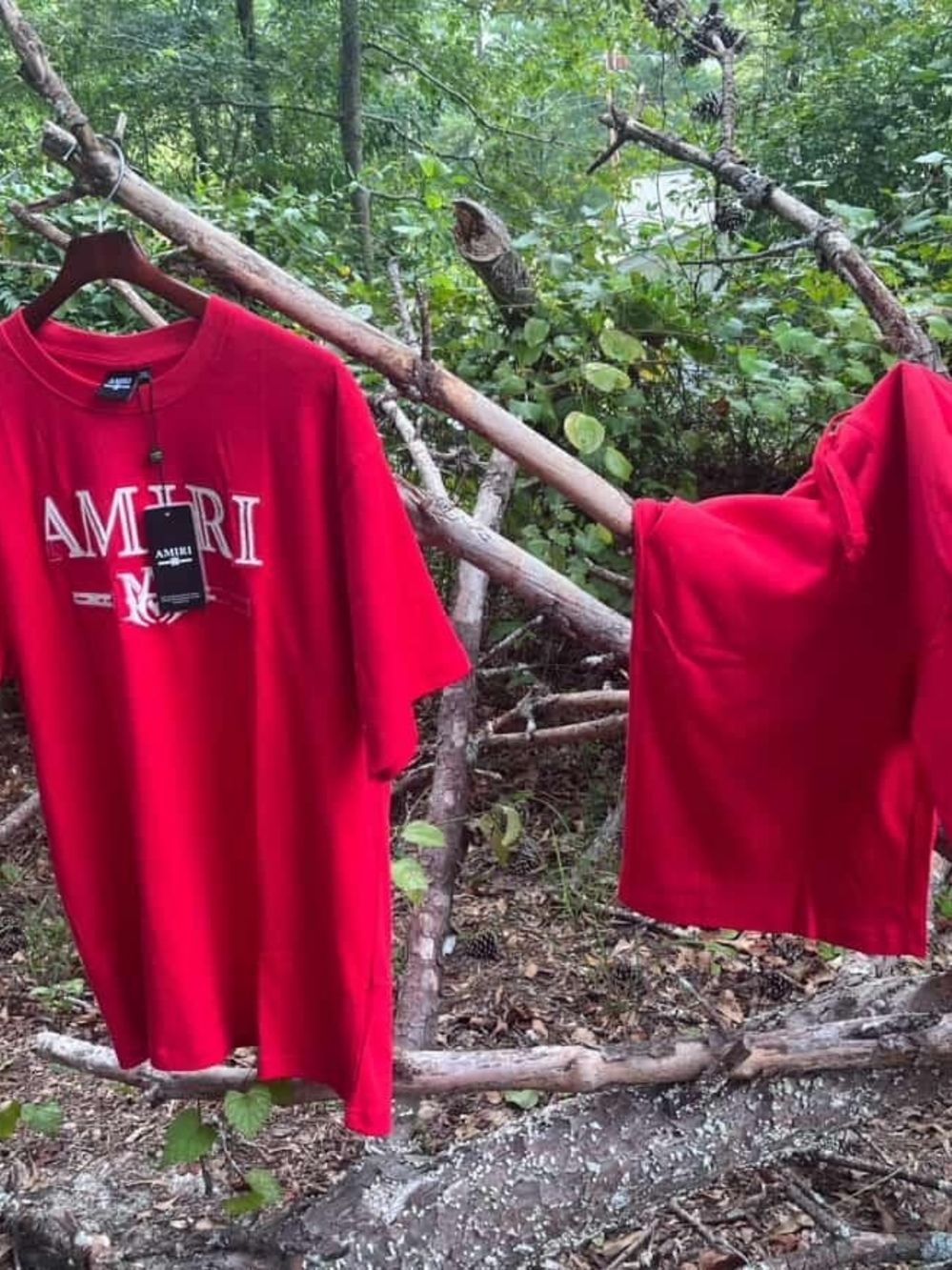 AMIRI Mens-unisex Red Graphic Logo Short Sleeve Tee